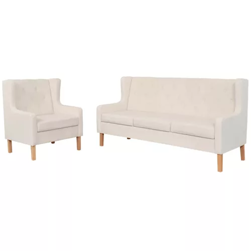 2 részes krémfehér szövet ülőgarnitúra