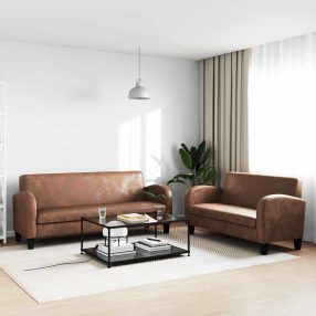 2-részes barna művelúr kanapészett