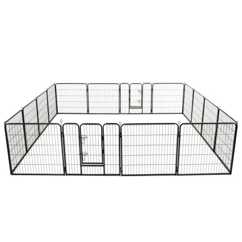  fekete színű acél kutyakennel 16 panelből 80 x 80 cm