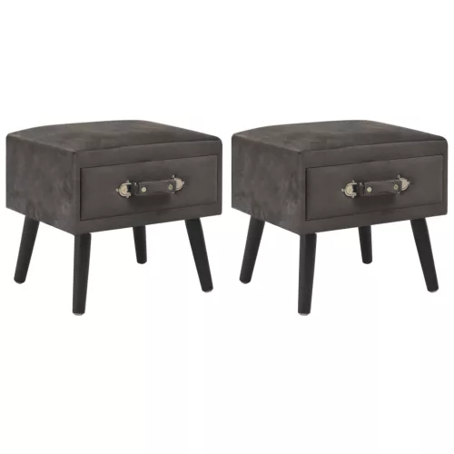 2 db szürke bársony éjjeliszekrény 40 x 35 x 40 cm