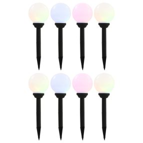 8 db napelemes kültéri LED gömblámpa 15 cm RGB