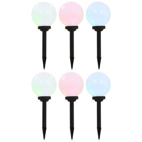 6 db napelemes kültéri LED gömblámpa 20 cm RGB