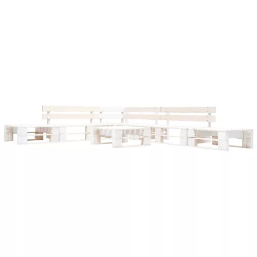 6 részes fehér fa kerti raklap-ülőgarnitúra