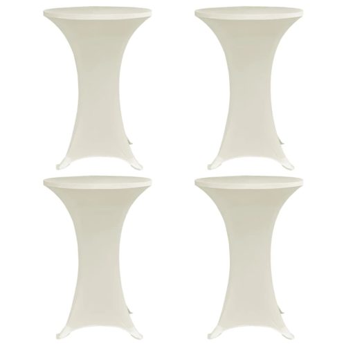 4 db krémszínű sztreccs asztalterítő bárasztalhoz Ø70 cm