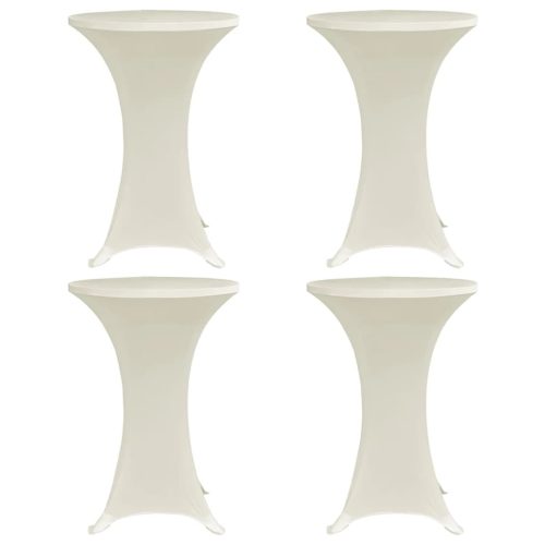 4 db krémszínű sztreccs asztalterítő bárasztalhoz Ø80 cm