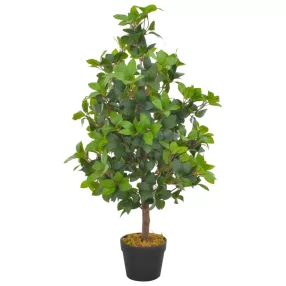 zöld, cserepes műbabérfa 90 cm