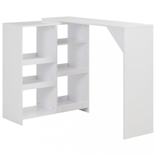 Fehér bárasztal mozgatható polccal 138 x 39 x 110 cm