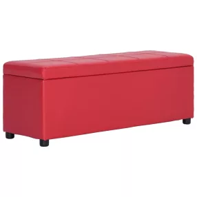 vidaXL piros műbőr pad tárolórekesszel 116 cm