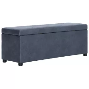 szürke művelúr pad tárolórekesszel 116 cm