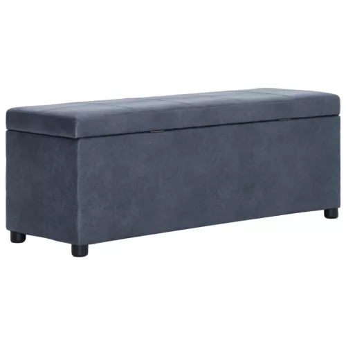szürke művelúr pad tárolórekesszel 116 cm