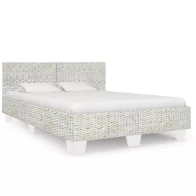 szürke természetes rattan ágykeret 160 x 200 cm