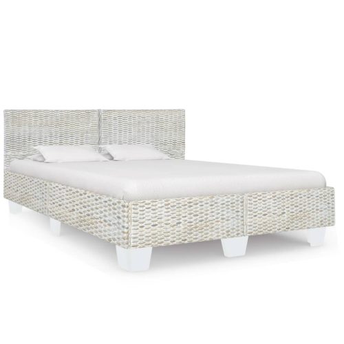 szürke természetes rattan ágykeret 160 x 200 cm