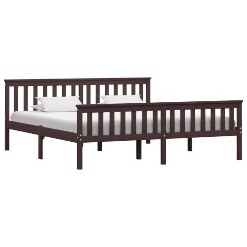 283237  Bed Frame Dark Brown Solid Pinewood 180x200 cm