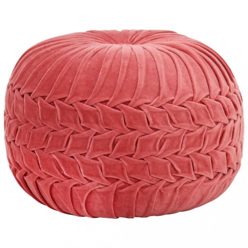 rózsaszín zubbonyos pamutbársony puff 40 x 30 cm