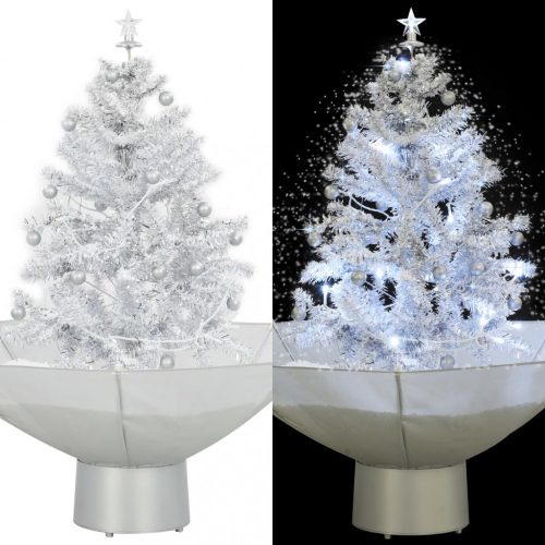 Fehér havazó karácsonyfa ernyő alakú talppal 75 cm