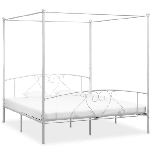 vidaXL fehér fém baldachinos ágykeret 200 x 200 cm 