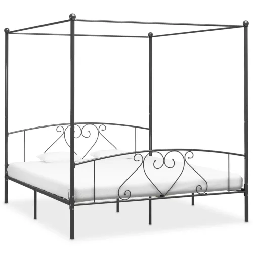 vidaXL szürke fém baldachinos ágykeret 200 x 200 cm 