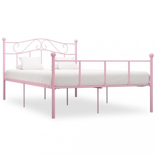 Rózsaszín fém ágykeret 120 x 200 cm