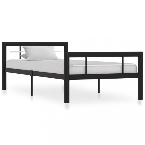Fekete és fehér fém ágykeret 90 x 200 cm
