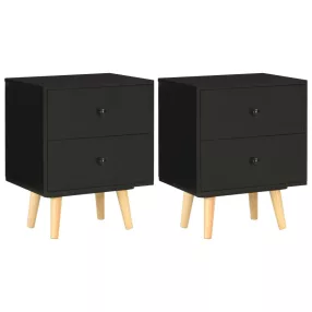   2 darab fekete tömör fenyőfa éjjeliszekrény  40 x 30 x 50 cm