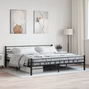 fekete acél ágykeret 200 x 200 cm