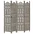 4-paneles szürke mangófa faragott térelválasztó 160 x 165 cm