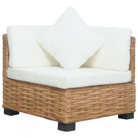 Természetes rattan sarokkanapé párnával