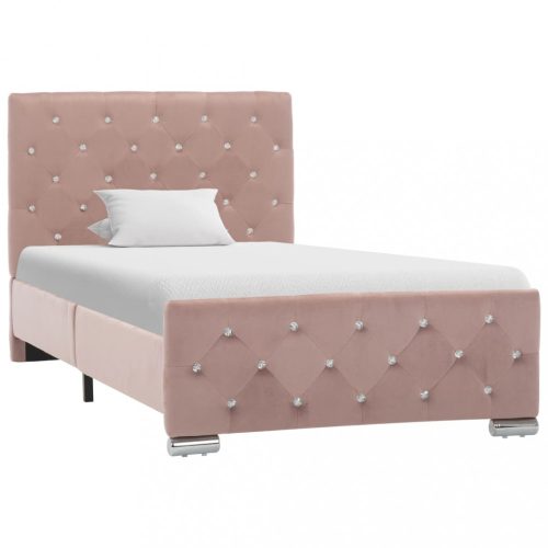 Rózsaszín bársony ágykeret 90 x 200 cm