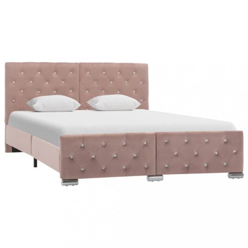Rózsaszín bársony ágykeret 140 x 200 cm