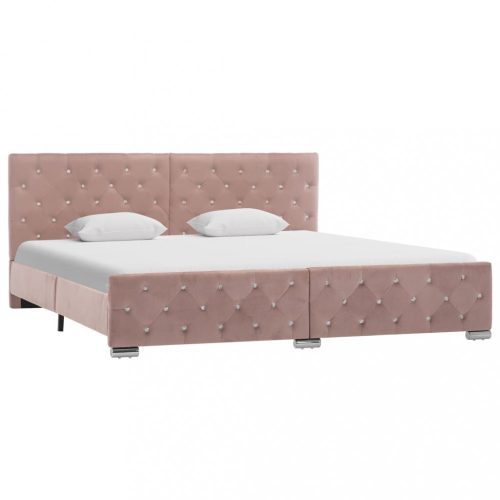 Rózsaszín bársony ágykeret 180 x 200 cm