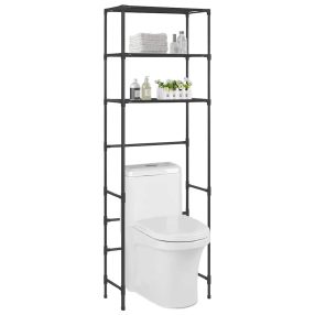   3 szintes fekete WC feletti tárolóállvány 53 x 28 x 169 cm