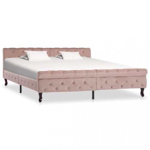 Rózsaszín bársony ágykeret 180 x 200 cm