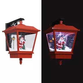   Piros karácsonyi fali lámpa LED-ekkel és Mikulással 40x27x45 cm