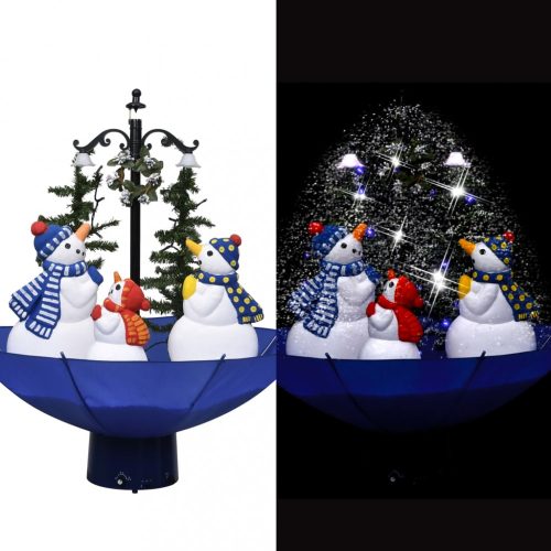 Kék PVC havazó karácsonyfa ernyő alakú talppal 75 cm