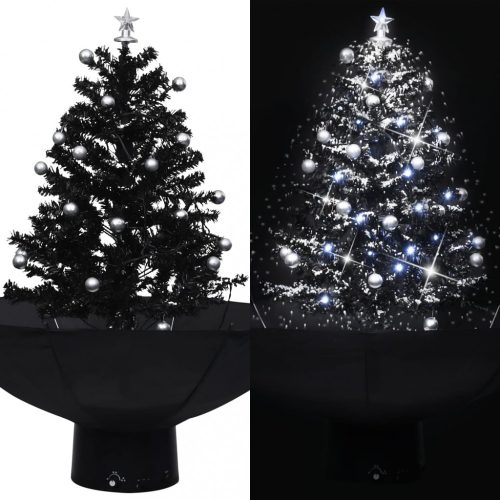 Fekete PVC havazó karácsonyfa ernyő alakú talppal 75 cm