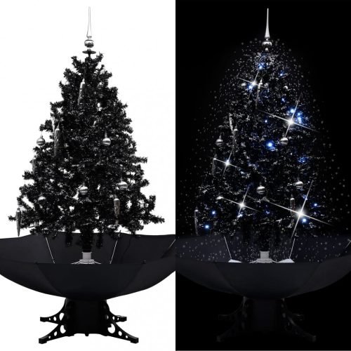 Fekete PVC havazó karácsonyfa ernyő alakú talppal 140 cm