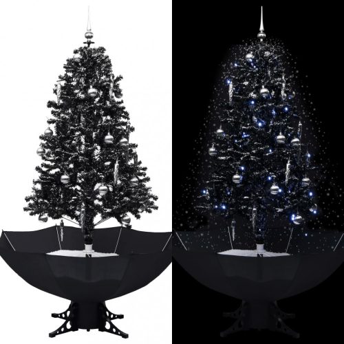  fekete PVC havazó karácsonyfa ernyő alakú talppal 170 cm