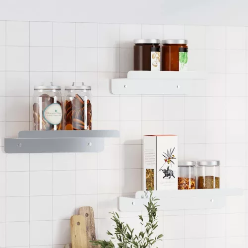 3 db ezüstszínű rozsdamentes acél fali polc