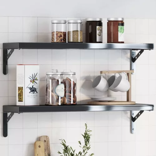 4 db fekete rozsdamentes acél polctartó 20 x 2,5 x 14 cm