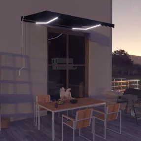   antracitszürke kézzel kihúzható LED-es napellenző 350 x 250 cm