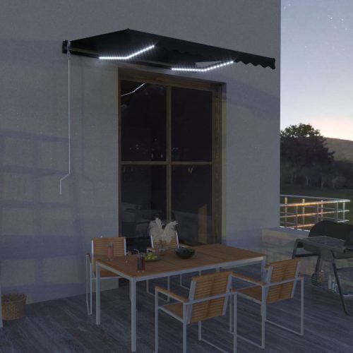 antracit szélérzékelős és LED-es behúzható napellenző 300x250cm