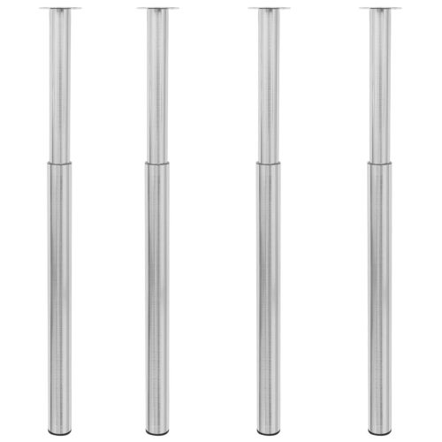 4 db szálcsiszolt nikkel teleszkópos asztalláb 710 mm - 1100 mm