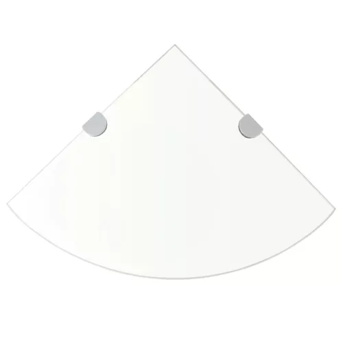 2 db átlátszó üveg sarokpolc krómtartóval 35 x 35 cm