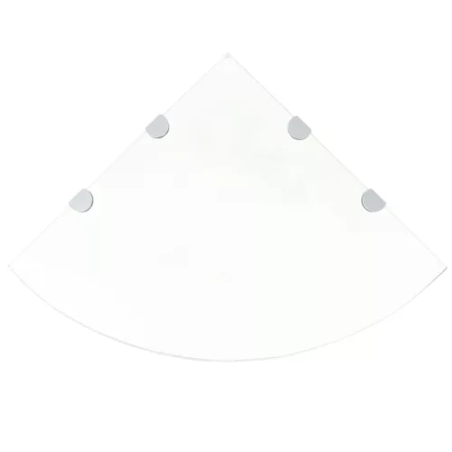 2 db átlátszó üveg sarokpolc krómtartóval 45 x 45 cm