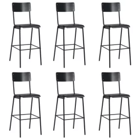 6 darab fekete tömör furnérlemez és acél bárszék