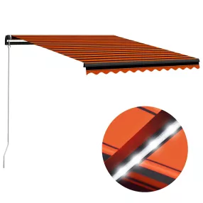   narancs és barna kézzel kihúzható LED-es napellenző 300x250 cm