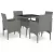 5 részes szürke polyrattan és üveg kerti étkezőgarnitúra