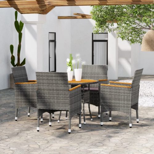 5 részes szürke polyrattan kerti étkezőgarnitúra