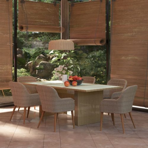 7 részes barna kültéri polyrattan étkezőgarnitúra
