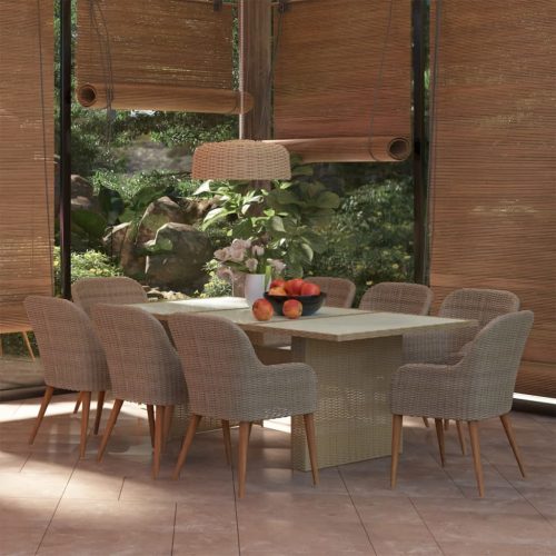 9 részes barna kültéri polyrattan étkezőgarnitúra